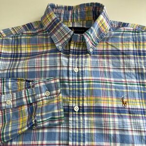 Ralph Lauren Men’s Light Blue Yellow Plaid Long Sleeve Button‎ Down medium